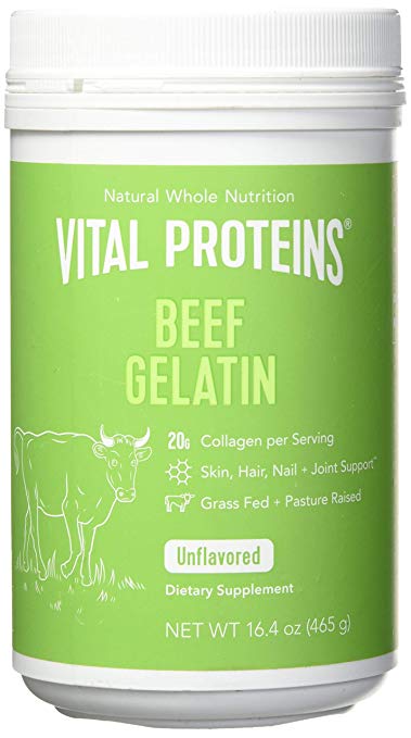至关重要的蛋白质牛肉明胶:养牛,食草,非转基因(16.4盎司)-无谷蛋白,乳制品免费,无糖,Whole30批准和化石友好